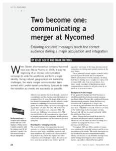 scm FEATURESTwo become one: communicating a merger at Nycomed