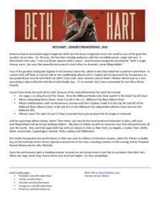    	
   BETH	
  HART	
  –	
  CONCERT	
  PROMOTER	
  BIO	
  -­‐	
  2015	
   	
  