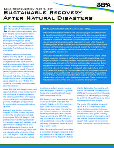 Land Revitalization Fact Sheet  Sustainable Recovery After Natural Disasters  E