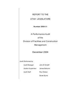 REPORT TO THE UTAH LEGISLATURE Number[removed]A Performance Audit