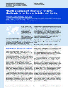 Mountain Research and Development (MRD) An international, peer-reviewed open access journal published by the International Mountain Society (IMS)