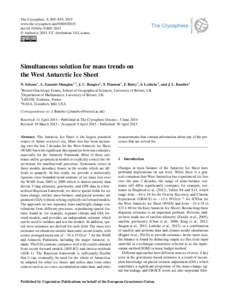 The Cryosphere, 9, 805–819, 2015 www.the-cryosphere.netdoi:tc © Author(sCC Attribution 3.0 License.  Simultaneous solution for mass trends on