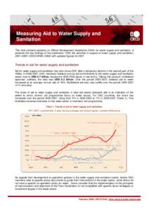 Measuring Aid to Water Supply and Sanitation This note contains statistics on Official Development Assistance (ODA) for water supply and sanitation. It presents the key findings of the publication “CRS Aid activities i