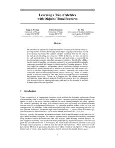 Learning a Tree of Metrics with Disjoint Visual Features Sung Ju Hwang University of Texas Austin, TX 78701