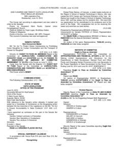 LEGISLATIVE RECORD - HOUSE, June 12, 2013 ONE HUNDRED AND TWENTY-SIXTH LEGISLATURE FIRST REGULAR SESSION 59th Legislative Day Wednesday, June 12, 2013 The House met according to adjournment and was called to