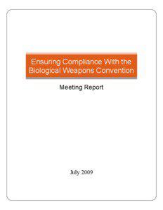 Ensuring Compliance With the Biological Weapons Convention Meeting Report