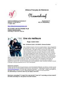 1  Alliance Française de Walcheren Nieuwsbrief 