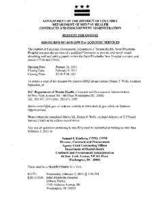 *** GOVERNMENT OF THE DISTRICT OF COLUMBIA DEPARTMENT OF MENTAL HEALTH CONTRACTS AND PROCUREMENT ADMINISTRATION REQUEST FOR QUOTES RM-Oll-RFQ-OS7-BYO-DJW For ACOUSTIC SERVICES