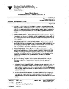 Montana-Dakota Utilities Co. A Division of MDU Resources Group, Inc. 400 N 4~ Street Bismarck, NO 58501