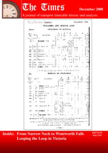 The Times  December 2008 A journal of transport timetable history and analysis