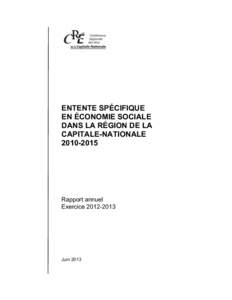 ENTENTE SPÉCIFIQUE EN ÉCONOMIE SOCIALE DANS LA RÉGION DE LA CAPITALE-NATIONALE[removed]