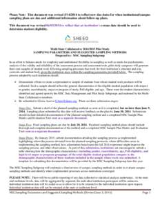 Please Note: This document was revised[removed]to reflect new due dates for when institutional/campus sampling plans are due and additional information about follow-up plans. This document was revised[removed]to ref