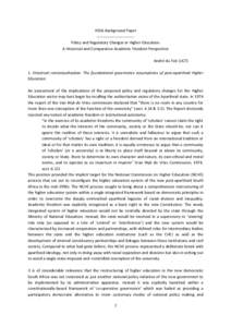 HESA Background Paper ----------------------------Policy and Regulatory Changes in Higher Education: A Historical and Comparative Academic Freedom Perspective André du Toit (UCT) 1. Historical contextualisation: The fou