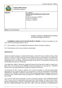 Projeto de resolução - 7r984hnz  Estado de Mato Grosso Assembleia Legislativa Despacho