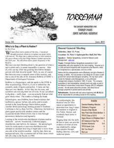 TORREYANA THE DOCENT NEWSLETTER FOR TORREY PINES STATE NATURAL RESERVE Issue 361