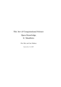 The Art of Computational Science Open Knowledge 0: Manifesto