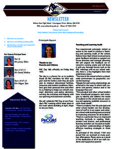 10th May 2013 Volume 7 Newsletter  Robina State High School, 1 Investigator Drive, Robina, Qld 4226