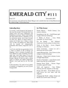 EMERALD CITY #111 Issue 111 NovemberAn occasional ‘zine produced by Cheryl Morgan and available from her at 