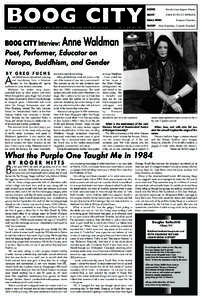 BOOG CITY A COMMUNITY NEWSPAPER FROM A GROUP OF ARTISTS AND WRITERS BASED IN AND AROUND NEW YORK CITY’S EAST VILLAGE BOOG CITY Interview:  ISSUE 17 JUNE 2004 FREE