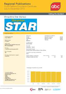 Regional Publications Cross Platform Circulation Certificate July to December 2013 Setting the standard  Shropshire Star (Series)