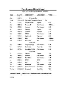 Fort Benton High School[removed]Girls/ Boys Basketball Schedule DAY DATE