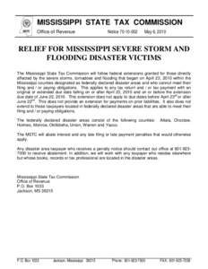 MISSISSIPPI STATE TAX COMMISSION MSTC Office of Revenue  Notice[removed]