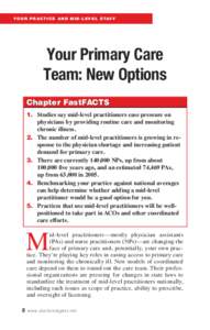 Y O U R P R A C T I C E A N D M I D - L E V E L S TA F F  Your Primary Care Team: New Options Chapter FastFACTS 1. Studies say mid-level practitioners ease pressure on