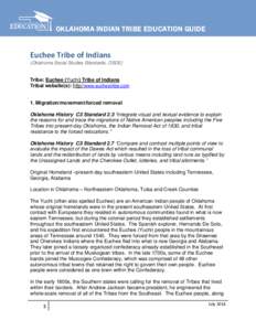 OKLAHOMA INDIAN TRIBE EDUCATION GUIDE  Euchee Tribe of Indians (Oklahoma Social Studies Standards, OSDE)  Tribe: Euchee (Yuchi) Tribe of Indians