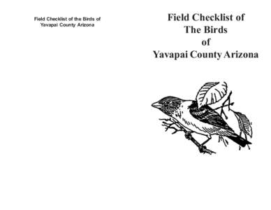 Field Checklist of the Birds of Yavapai County Arizona  Note