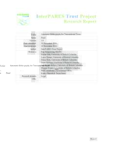 InterPARES Trust Project Research Report Title: Status: Version: Date submitted: