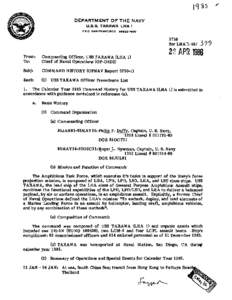 DEPARTMENT OF THE NAVY U.S.S. TARAWA LHA 1 FP.0. SAN FRANCISCO[removed]