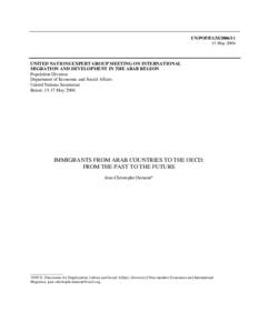 UN/POP/EGM[removed]May 2006 UNITED NATIONS EXPERT GROUP MEETING ON INTERNATIONAL MIGRATION AND DEVELOPMENT IN THE ARAB REGION Population Division