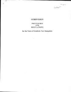 SUBDIVISION PROCEDURES AND REGULATIONS for the Town of Stratford, New Hampshire