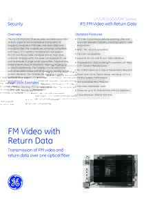 GE Security VT/VR1500WDM Series IFS FM Video with Return Data