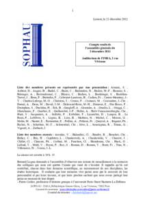 1 Lorient, le 21 décembre 2012 Compte rendu de l’assemblée générale du 3 décembre 2011