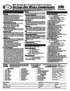 DAYTONA DIRT WORLD CHAMPIONSHIPS WKA SPEEDWAY DIRT / DYNOCAMS TRI-STATE PRO SERIES Dec[removed], 2012 • Daytona International Speedway • Daytona Beach, Fla.  EVENT INFORMATION