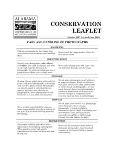 CONSERVATION LEAFLET October[removed]revised June[removed]CARE AND HANDLING OF PHOTOGRAPHS HANDLING