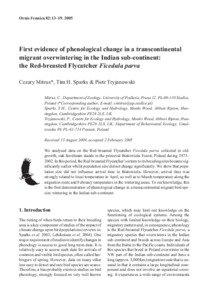 Ornis Fennica 82:13[removed]First evidence of phenological change in a transcontinental