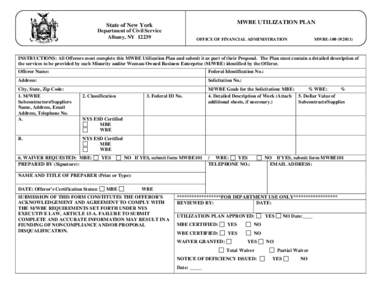  State of New York MWBE UTILIZATION PLAN  Department of Civil Service