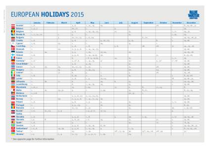 Rev2BWE-DHE-AGB  EUROPEAN HOLIDAYS 2015 Austria* Belarus Belgium