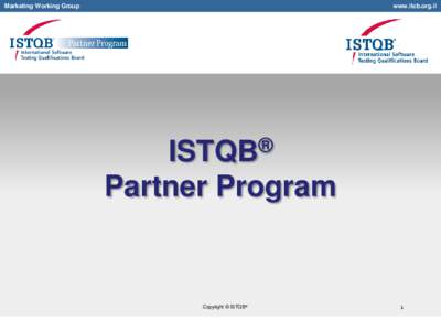 Marketing Working Group  www.itcb.org.il ISTQB® Partner Program
