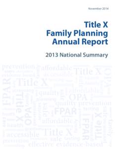 Family Planning Annual Report: 2013 National Summary