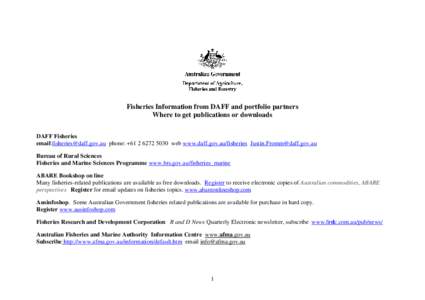 Fisheries Information from DAFF and portfolio partners