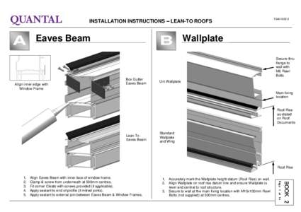 INSTALLATION INSTRUCTIONS – LEAN-TO ROOFS  A Eaves Beam