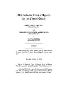 United States Court of Appeals for the Federal Circuit __________________________ GILDA INDUSTRIES, INC., Plaintiff-Appellee, AND