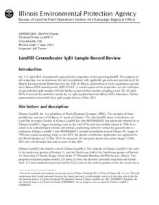 Illinois Environmental Protection Agency Bureau of Land  Field Operations Section  Champaign Regional Office[removed]—DeWitt County Clinton/Clinton Landfill 3 Groundwater File