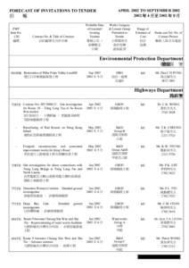 招標預報2002年4月至2002年9月