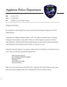 Appleton Police Department Date: October 14, 2015  From: