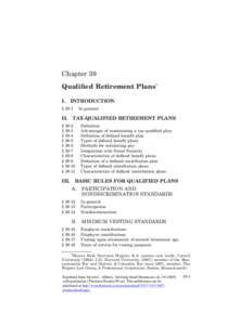 Chapter 39 Qualied Retirement Plans* I. INTRODUCTION