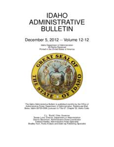 Volume[removed]December 2012 Idaho Administrative Bulletin.book